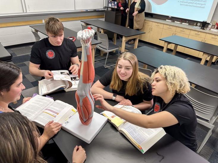 Allied health student majors working in a Carthage College classroom.